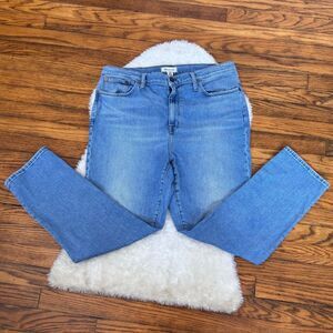 Madewell High Rise Slim Boyjean Blue Wash Distressed Jeans Sz 32